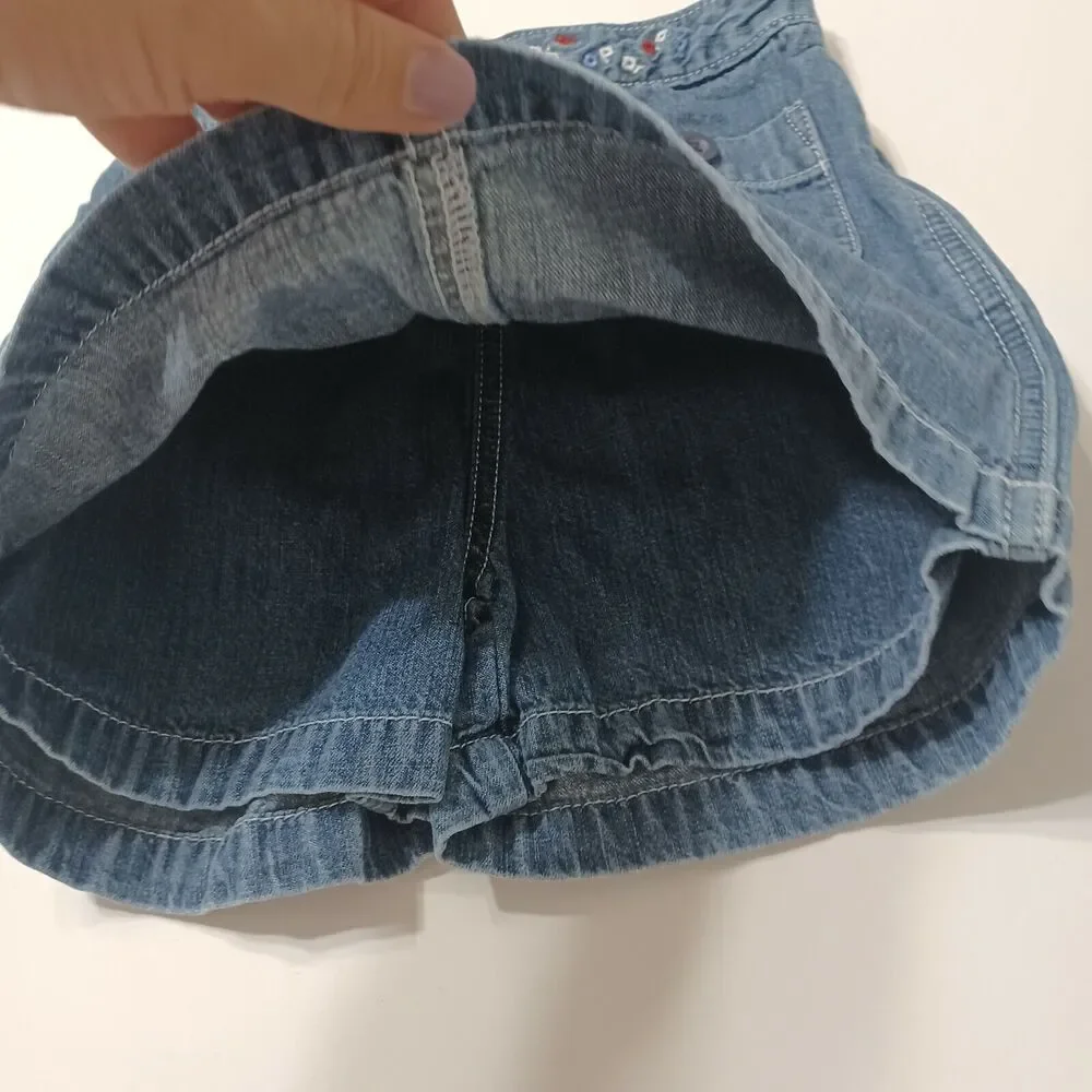 OshKosh Girls 6 Blue Jean‎ Skort Ancor Pocket Elastic Waist Pull On 100% Cotton